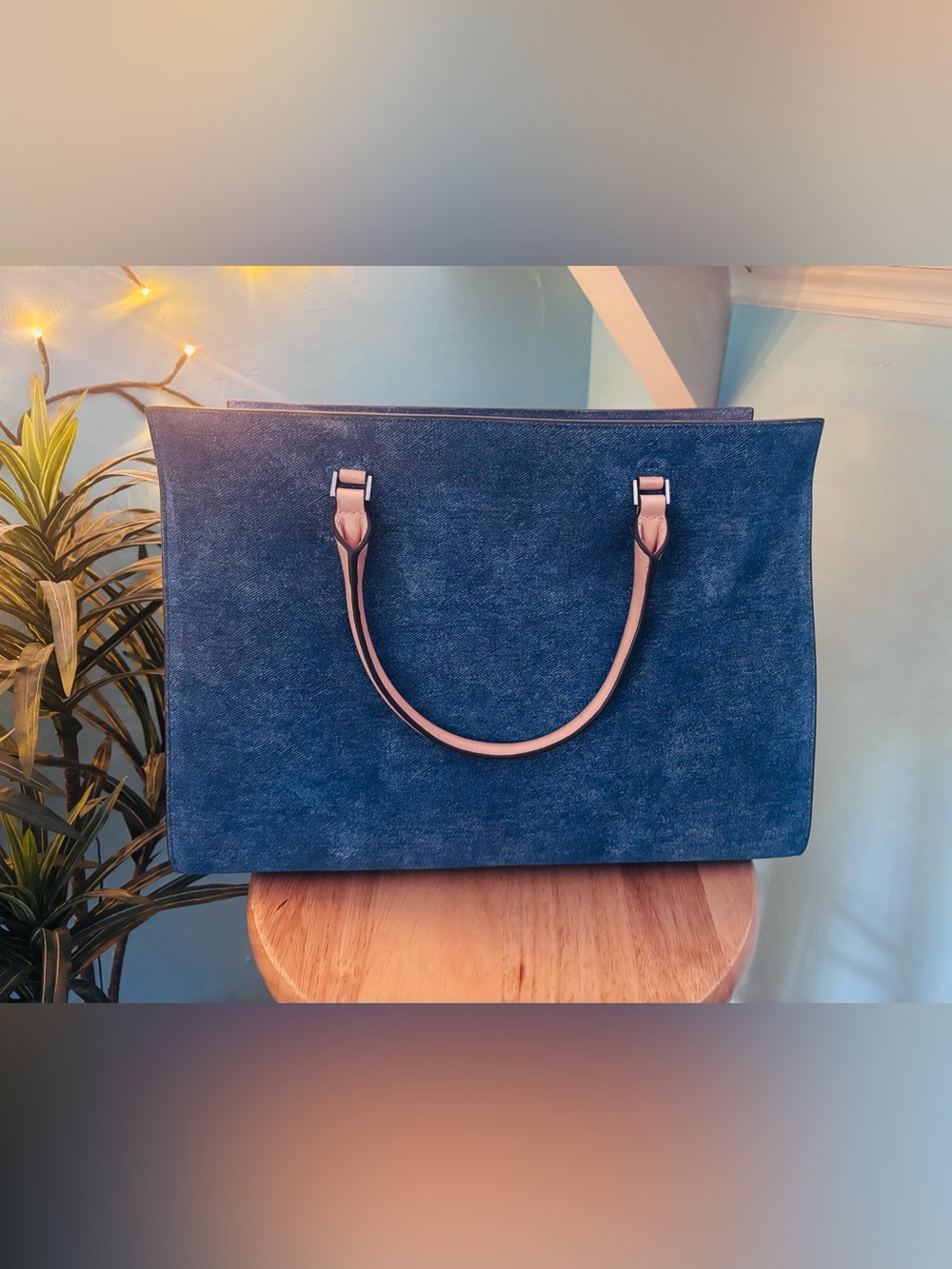 Tory Burch NWT Denim Suede Work Tote Bag - Picture 3 of 10